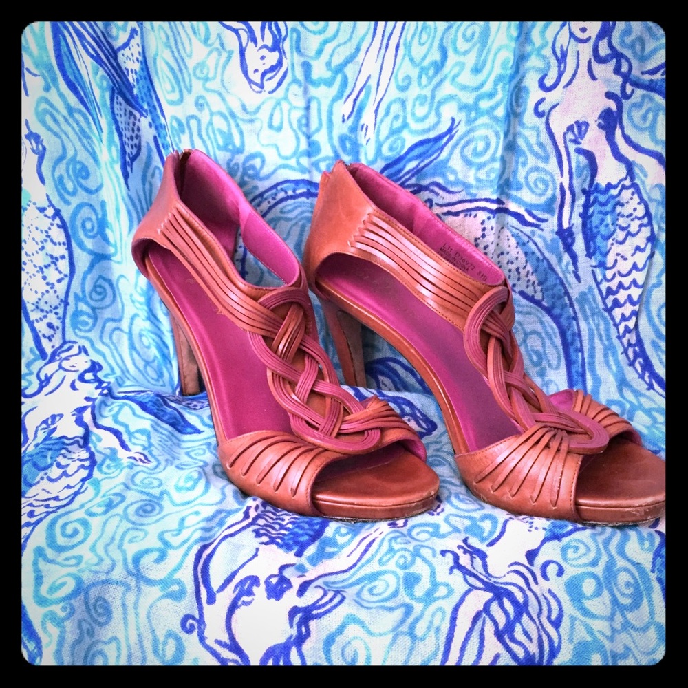 Cole Haan Leather Woven Sandal Heels 8.5 💕